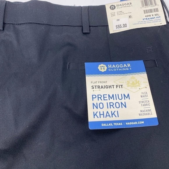 NEW - Men’s Premium No Iron Black Khaki Pants Size 42W x30L - Picture 2 of 7